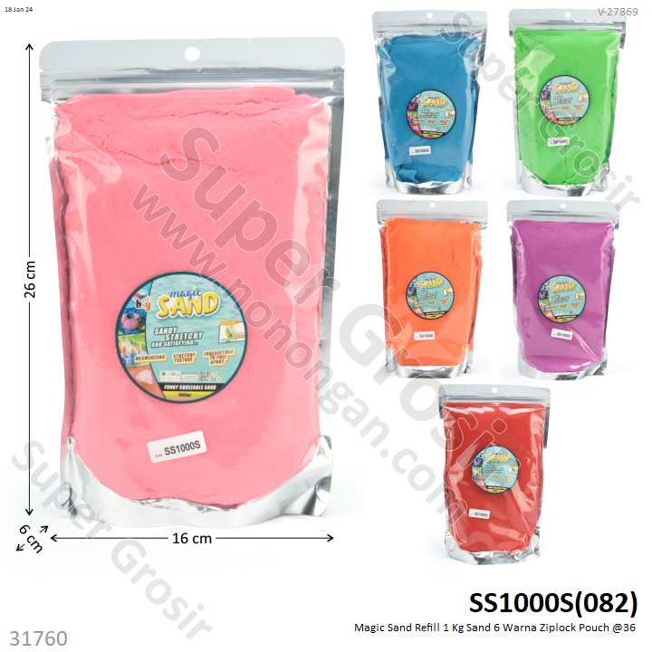 Magic Sand Refill 1 Kg Sand  Warna Ziplock Pouch @36