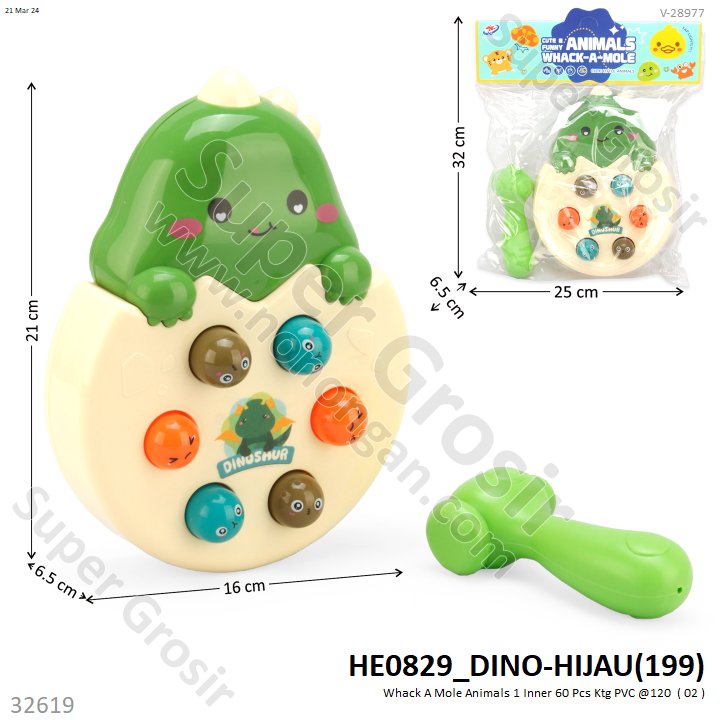 Game Toys Whack A Mole Hewan 1 Inner 60 Pcs Ktg PVC @120