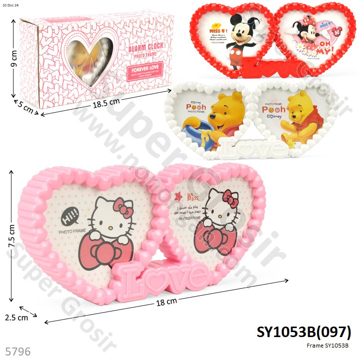 Frame Foto Sepasang Hati Alarm Clock Photo Frame Box Window @0
