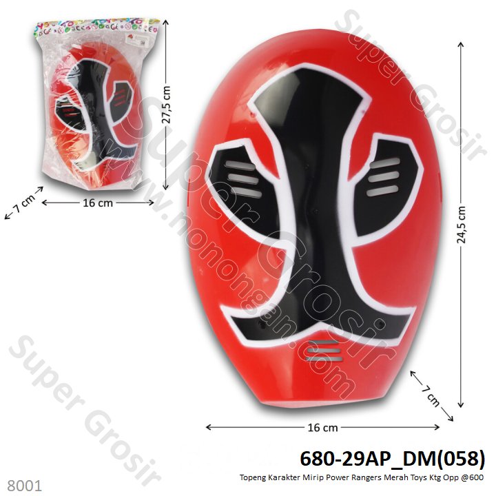 Topeng Power Rangers Merah Ktg Opp @600