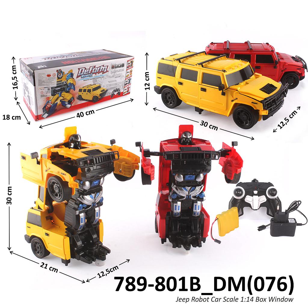 R/C Mobil Jeep Hummer Deform 1:14 Charge + Charger Lampu Suara Deform Robot 2.4 Ghz 6 Channel Box Window @18