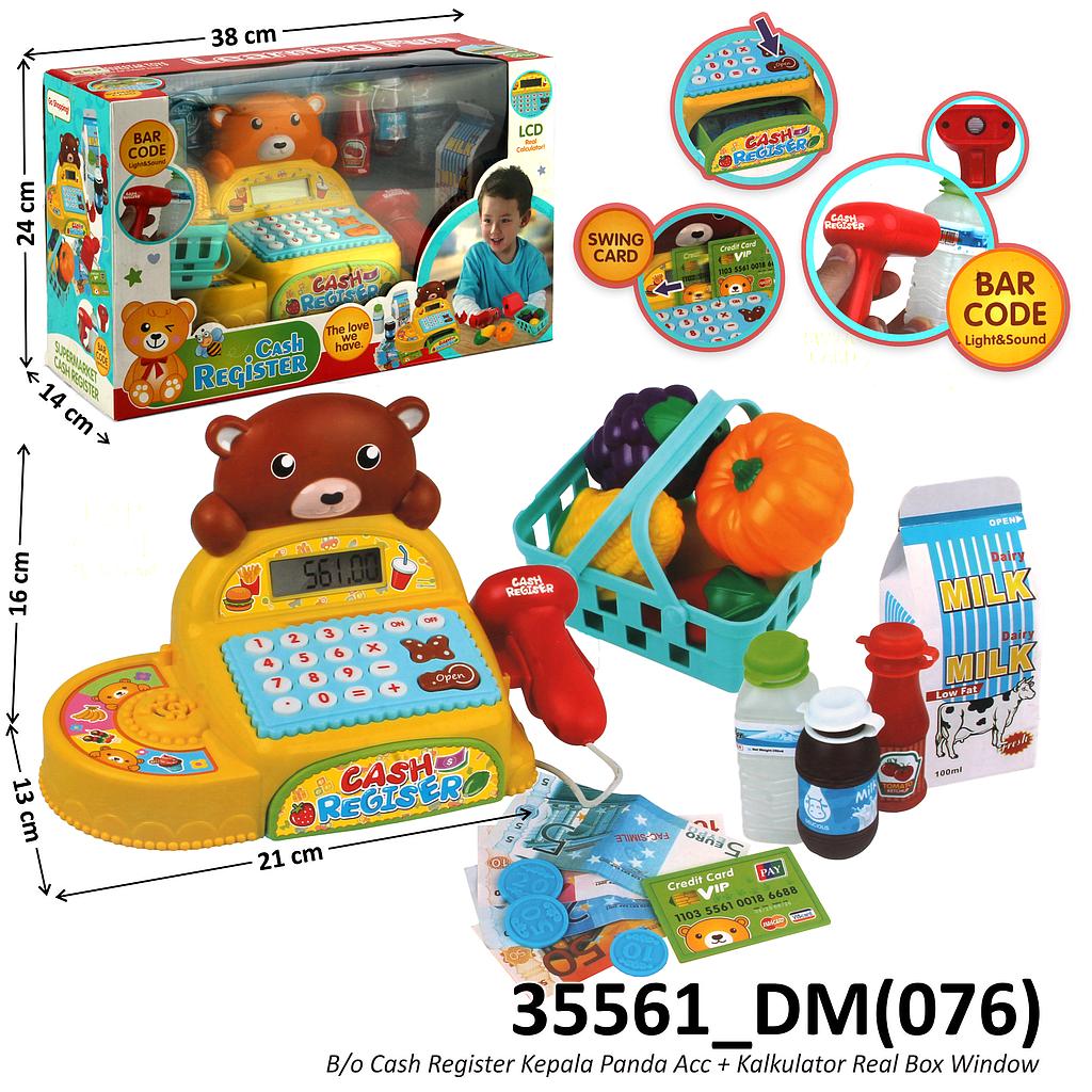 Mainan Kasir Cash Register Kepala Panda B/O Fungsi Kalkulator + Keranjang + Acc Cash Register Box Window @12