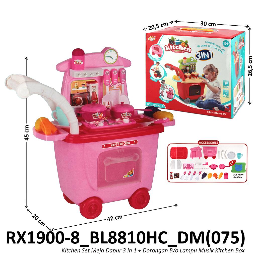 Kitchen Set Meja Dapur 3 In 1 + Dorongan B/o Lampu Musik Kitchen Box @16