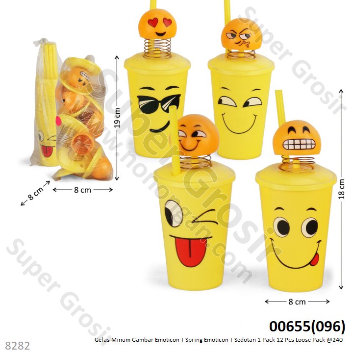Gelas Minum Emoticon 1pack 12pcs Ktg @240 