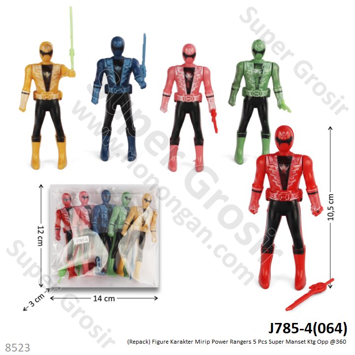 Action Figure Power Rangers 5 Pcs Super Manset Press @360