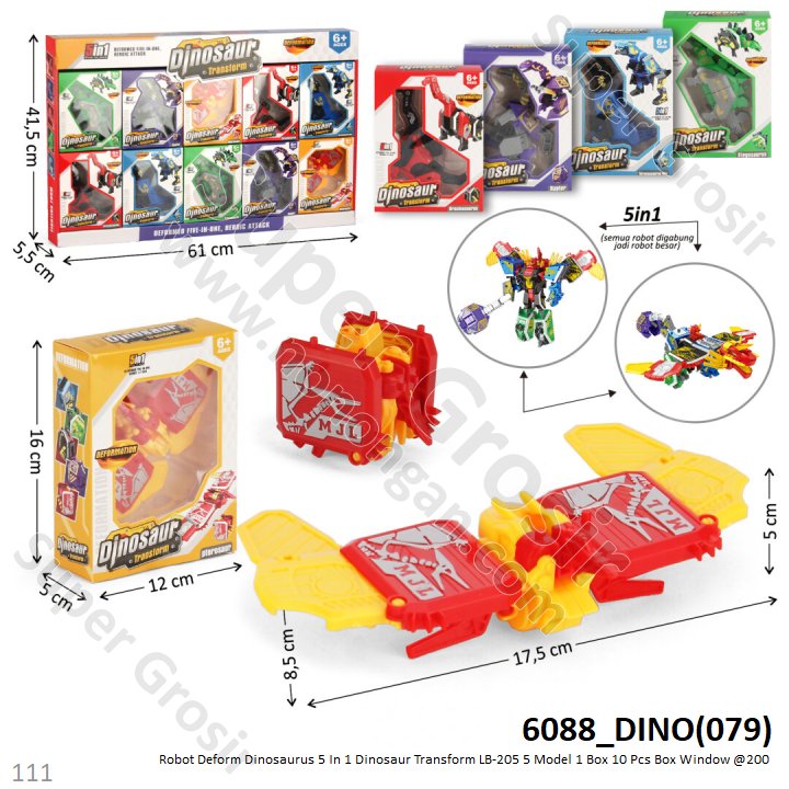 Robot Deform Dinosaurus 5 In 1 Dinosaur Transform LB-205 1 Box 10 Pcs Box Window @200