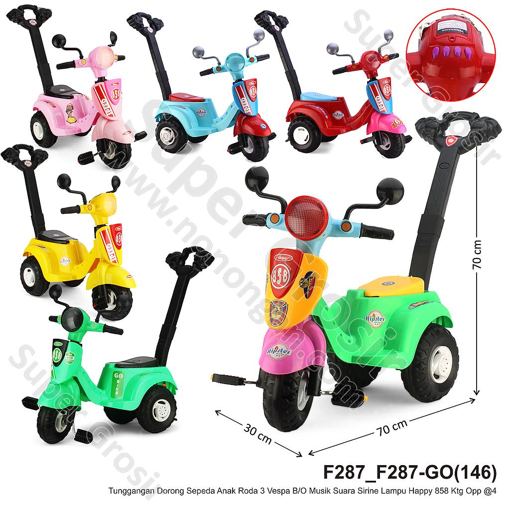 Tunggangan Sepeda Motor Vespa B/O Musik Suara Sirine Lampu Happy 858 Ktg Opp @4