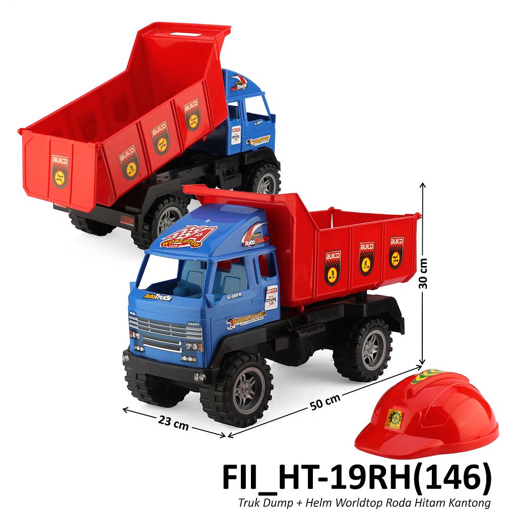 Truk Konstruksi Truk Dump Roda Hitam + Helm Worldtop Ktg @12