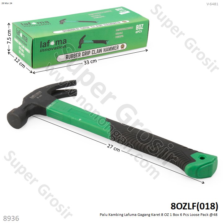 Palu Kambing Lafuma Gagang Karet 8 OZ 1 Box 6 Pcs Loose Pack @48