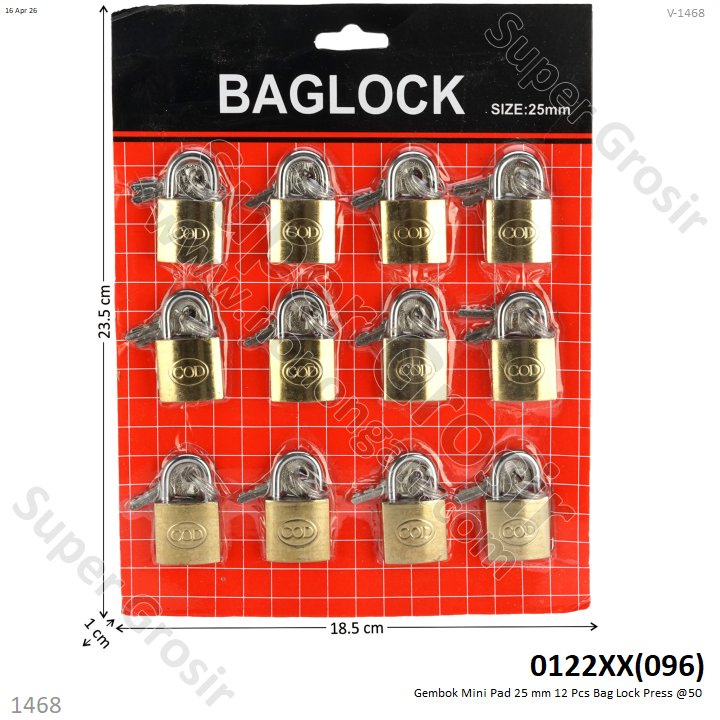 Gembok Mini Pad 25 mm 12 Pcs Bag Lock Press @50