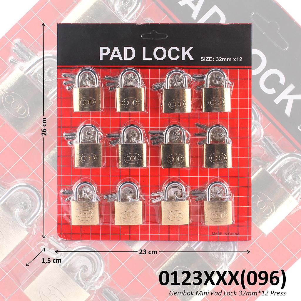 Gembok Mini Pad 32 mm 12 Pcs Pad Lock Press @30