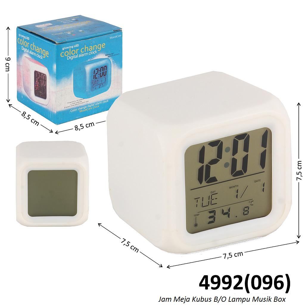 Jam Meja Kubus B/O Lampu Musik Box @100