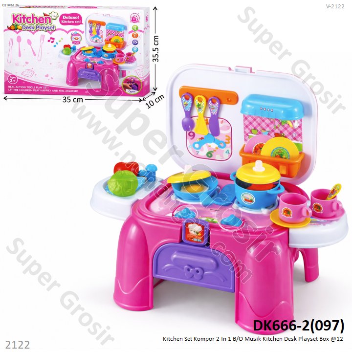 Kitchen Set Kompor 2 In 1 B/O Musik Kitchen Desk Playset Box @12