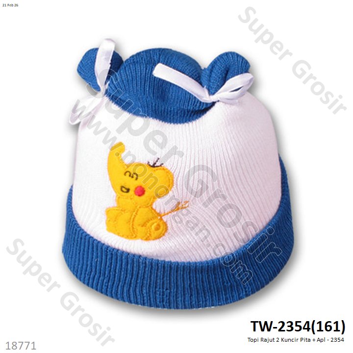 Topi Rajut 2 Kuncir Pita + Apl - 2354