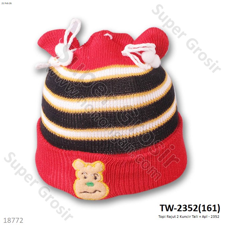 Topi Rajut 2 Kuncir Tali + Apl - 2352