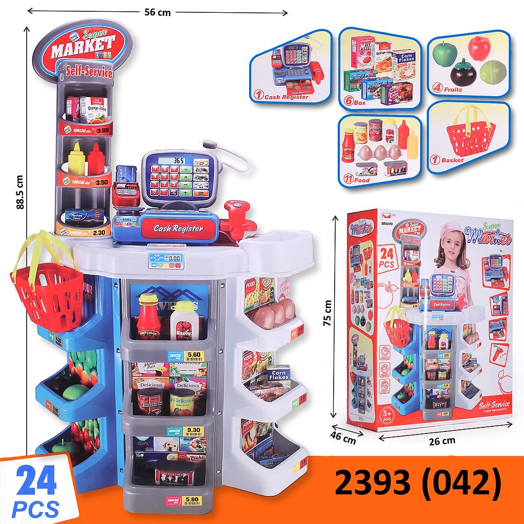 Mainan Kasir Cash Register B/O + Rak + Acc Super Market Box @4