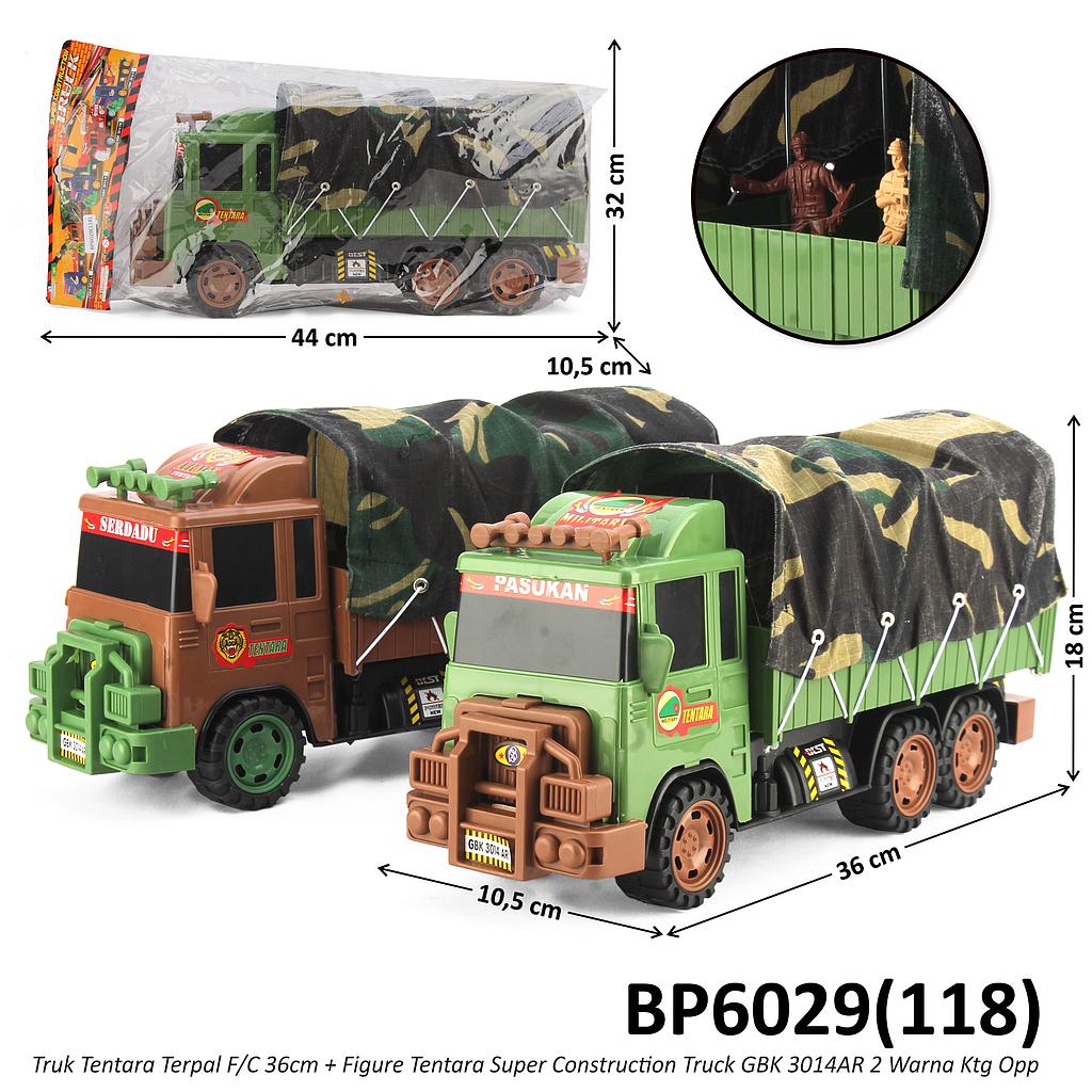 Truk Militer Dump Terpal Tronton 36 cm F/C Set Figure Tentara Super Construction Truck GBK 3014AR Ktg PVC @36