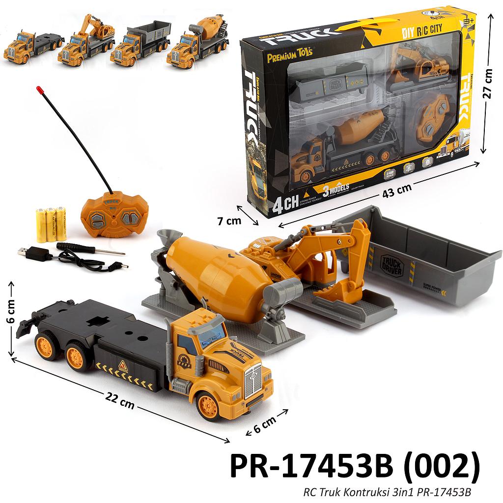 R/C Truk Konstruksi Set Chasing Muatan 3 Pcs Charge + USB Charger + Obeng DIY 1:48 Lampu R/C City 4 Channel Box Window @36