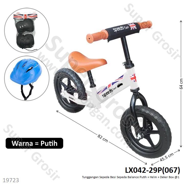 Tunggangan Sepeda Balance Putih Set Helm dan Deker Besi Box @1