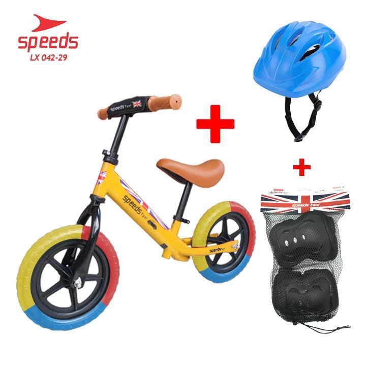 Tunggangan Sepeda Besi Balance Kuning + Helm + Deker Box @1