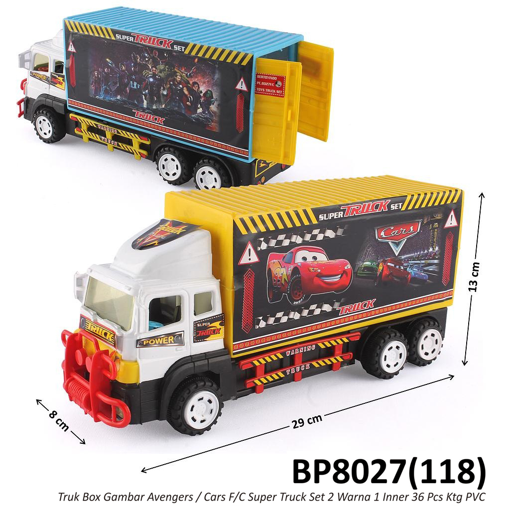 Truk Box Gambar Karakter F/C Super Truck Set 1 Inner 36 Pcs Ktg PVC @72