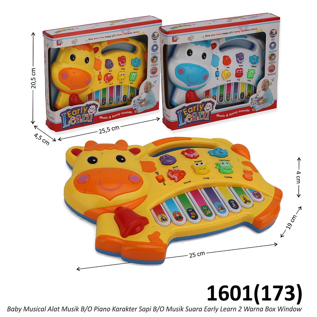 Baby Musical Piano Hewan Sapi B/O Musik Suara Early Learn 2 Warna Box Window @72