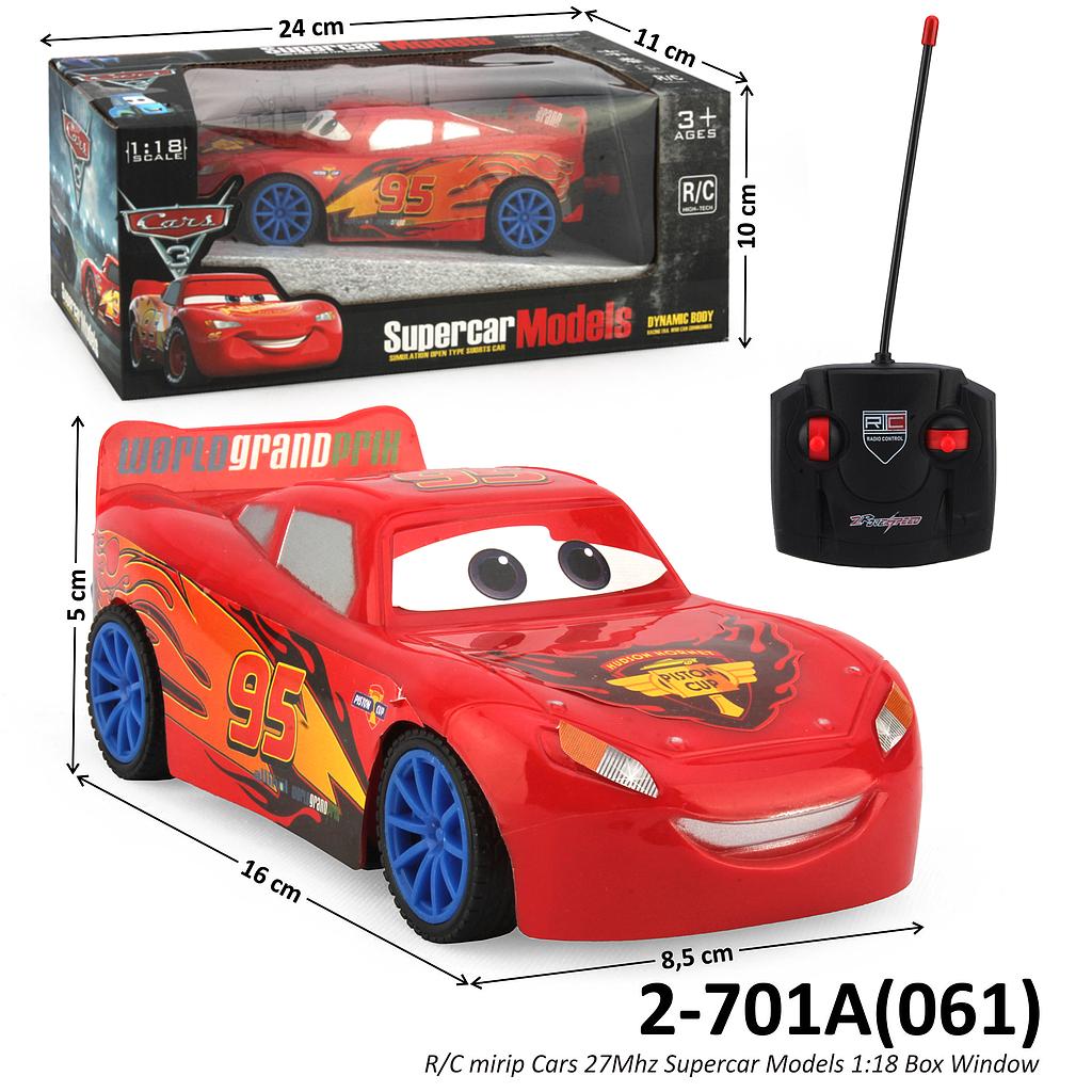 R/C Mobil Cars Lightning McQueen 1:18 Supercar Models 27 Mhz 4 Channel Box Window @72