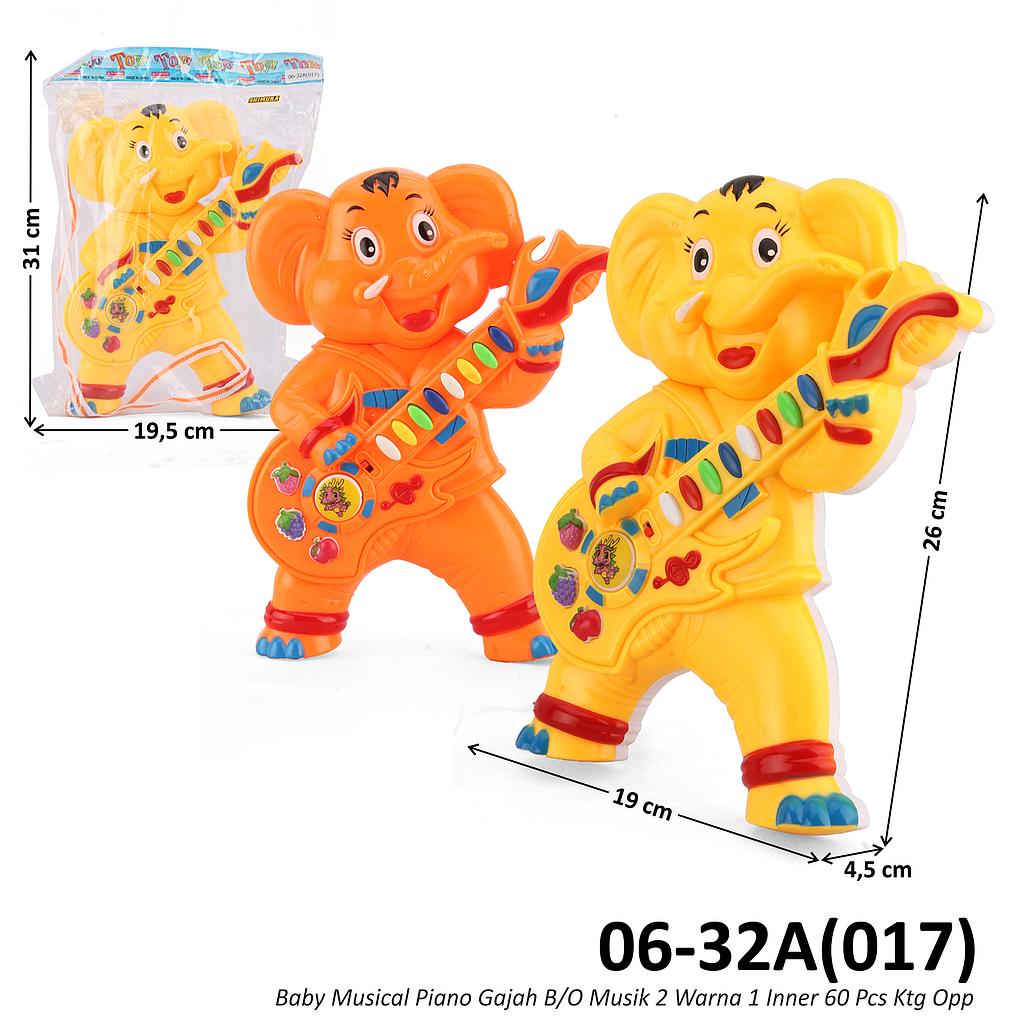 Baby Musical Piano Gajah Bergitar B/O Musik 2 Warna 1 Inner 60 Pcs Ktg Opp @120