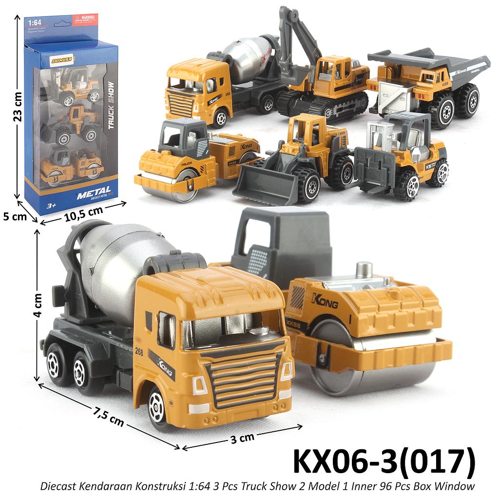 Diecast Truk Konstruksi Set 3 Pcs 1:64 Truck Show 2 Varian Model 1 Inner 96 Pcs Box Window @192