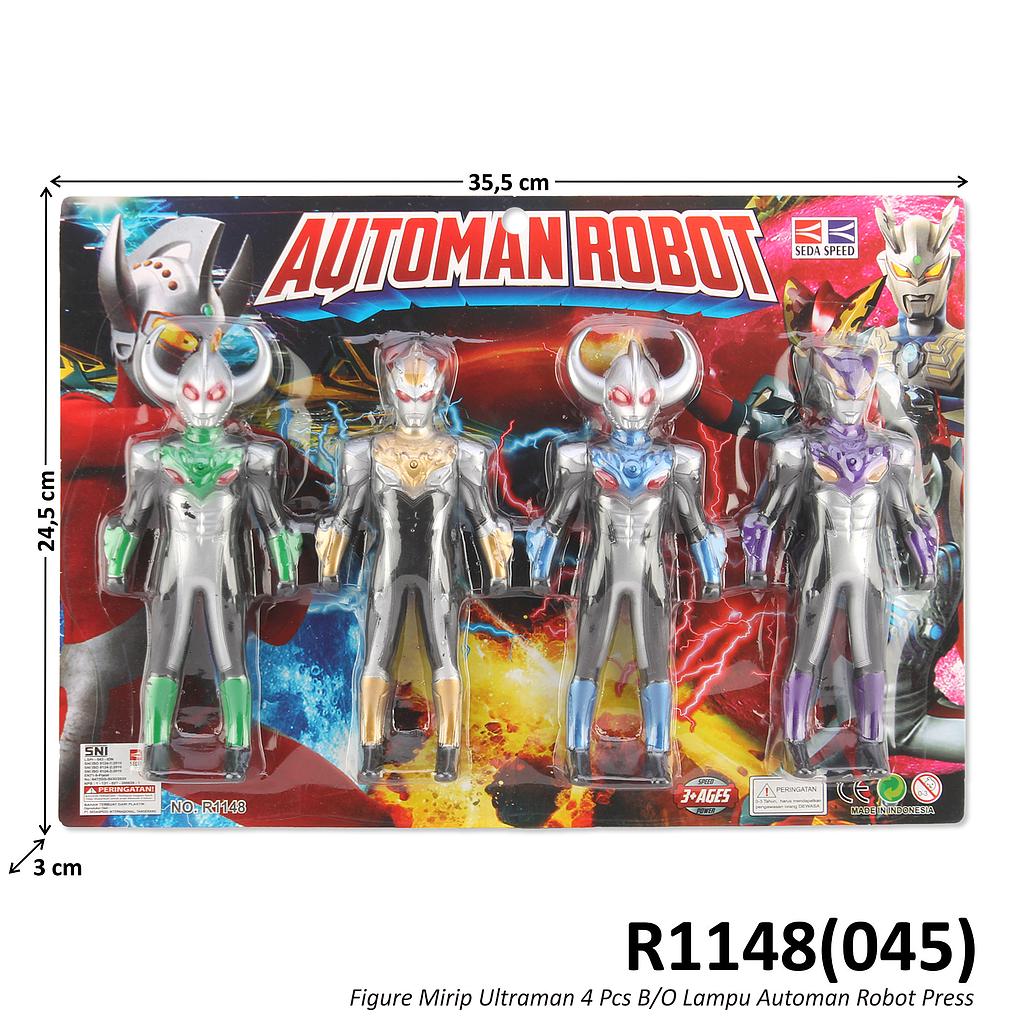 Action Figure Ultraman 4 Pcs B/O Lampu Automan Robot Press @138