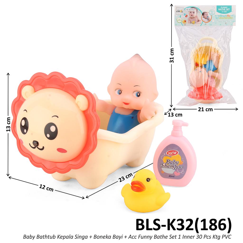 Mainan Baby Bathtub Kepala Singa + Boneka Bayi + Acc Funny Bathe Set 1 Inner 30 Pcs Ktg PVC @60