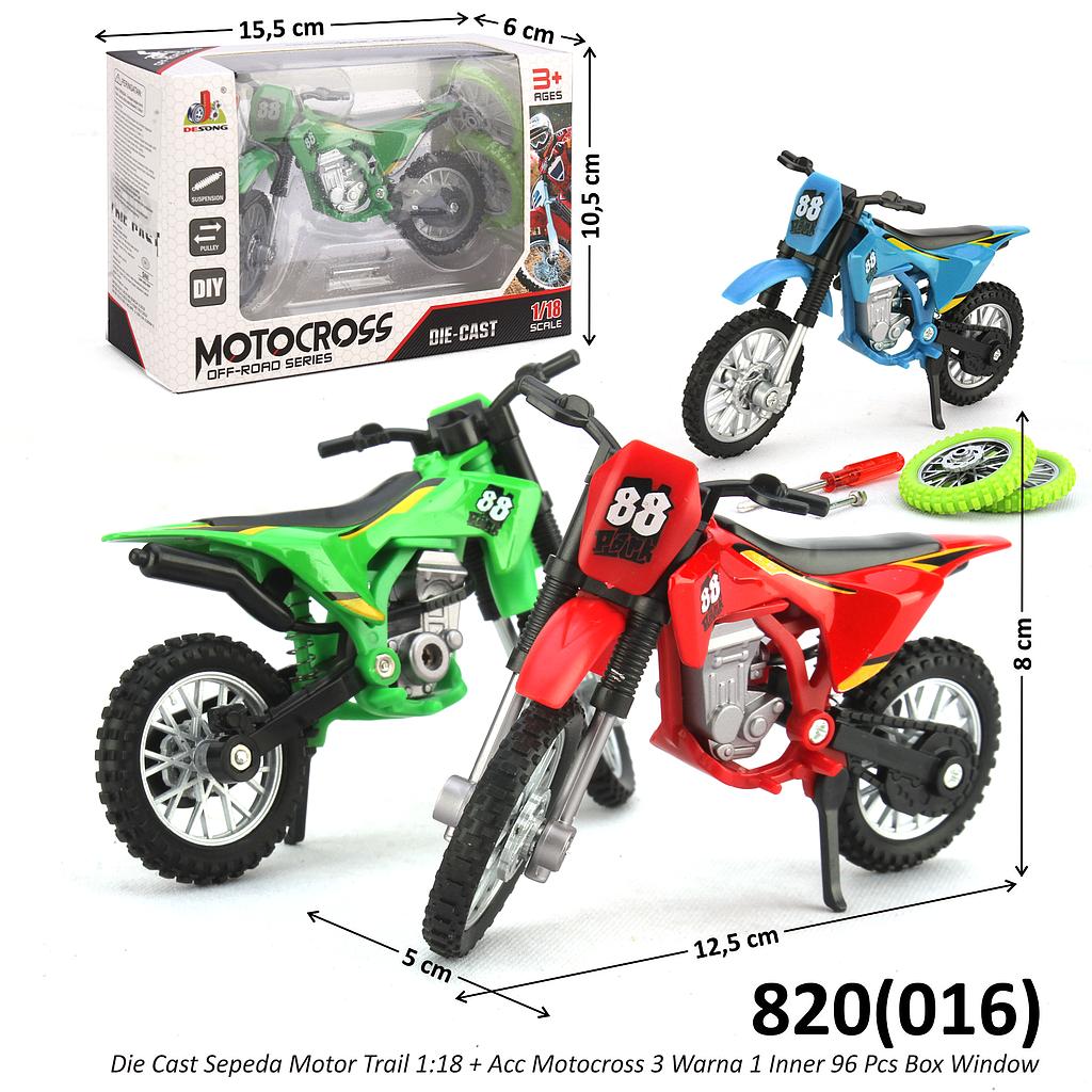Diecast Sepeda Motor Trail 1:18 + Acc Motocross 3 Warna 1 Inner 96 Pcs Box Window @192