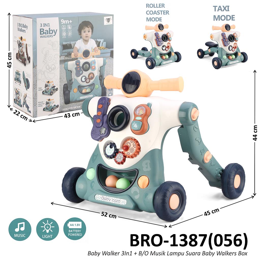 Baby Walker 3 in 1 Push Walker / Scooter / Tunggangan Sepeda B/O Musik Lampu Suara Baby Walkers Box @6