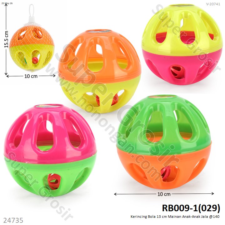 Kerincing Bola 13 cm Mainan Anak-Anak Jala @140