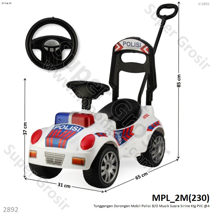 Tunggangan Mobil Polisi Dorong B/O Musik Suara Sirine Ktg PVC @4