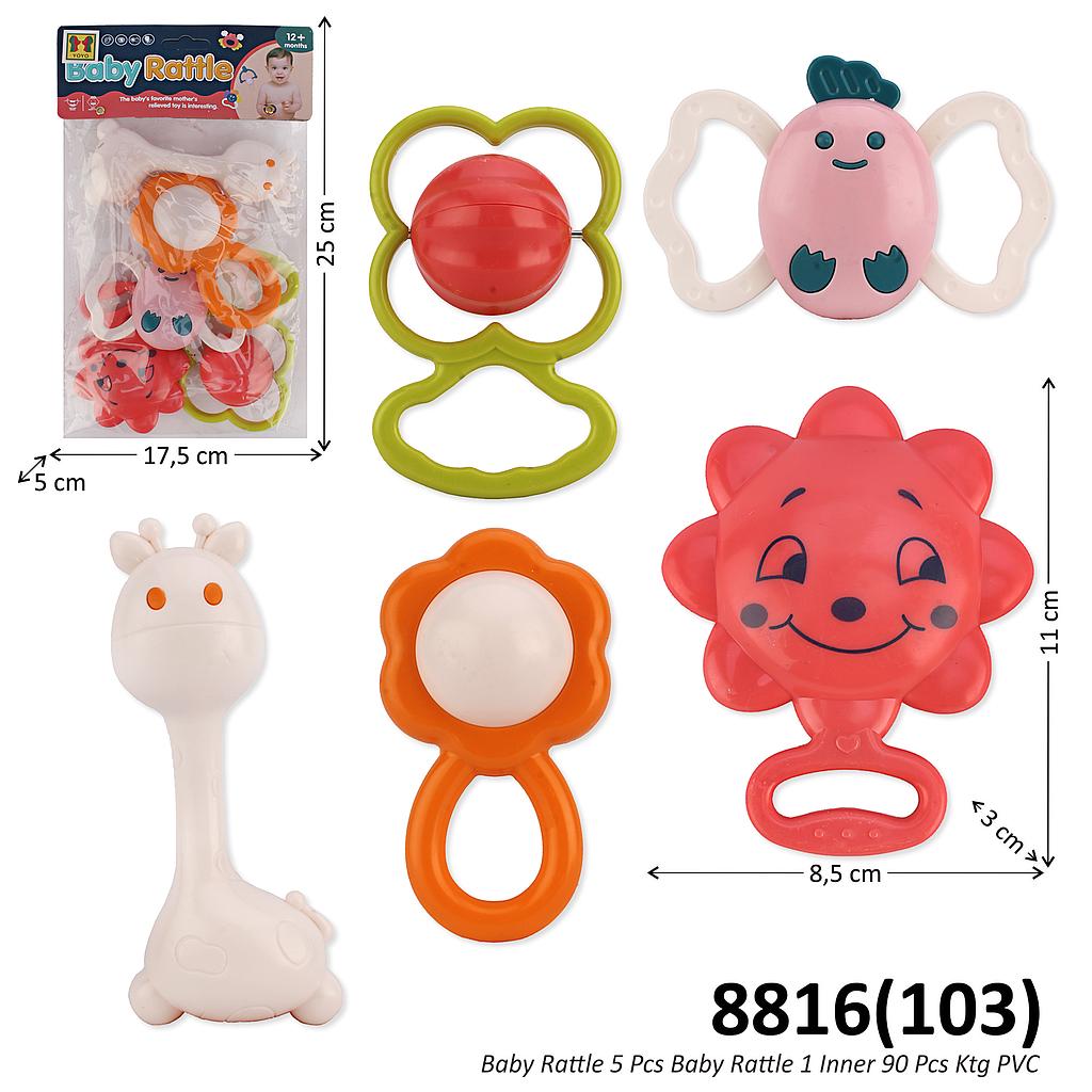 Baby Rattle 5 Pcs Baby Rattle 1 Inner 90 Pcs Ktg PVC @180
