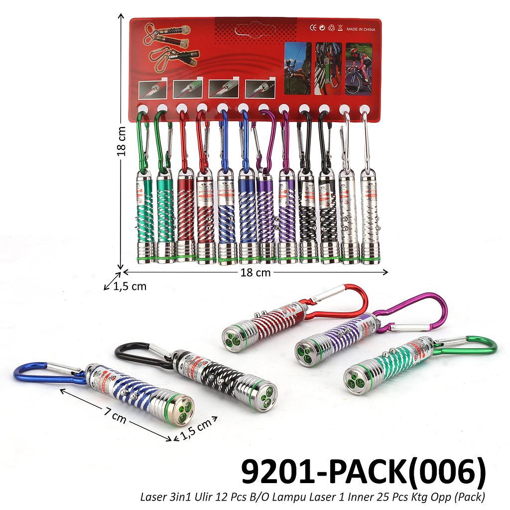 Laser 3 In 1 Ulir 12 Pcs B/O Lampu Laser 1 Inner 25 Pack Ktg Opp @100