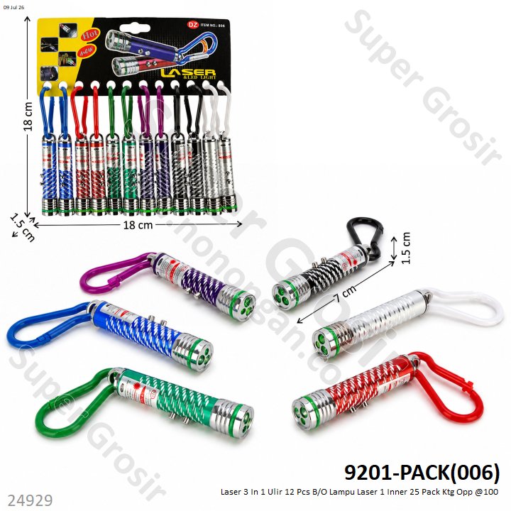 Laser 3 In 1 Ulir 12 Pcs B/O Lampu Laser 1 Inner 25 Pack Ktg Opp @100