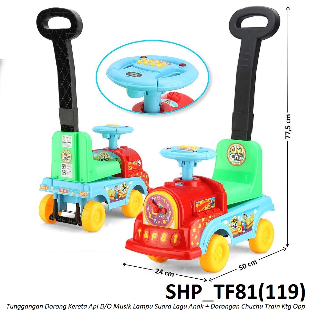 Tunggangan Dorong Kereta Api B/O Musik Suara Lagu Anak Lampu Chuchu Train Ktg Opp @9