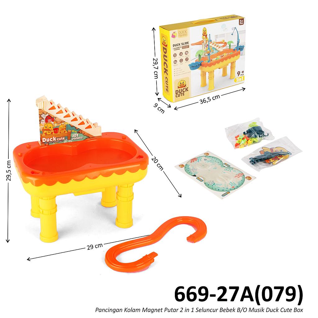 Pancingan Set Kolam 2 in 1 Seluncur Bebek B/O Musik Duck Cute Box @24