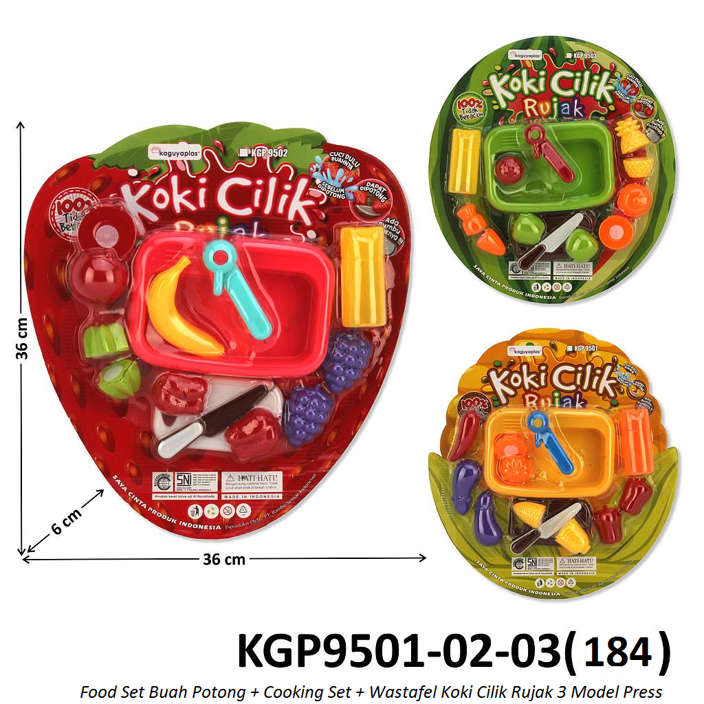 Cooking Set Potong Buah dan Sayur Wastafel Koki Cilik Rujak 3 Varian Press @48
