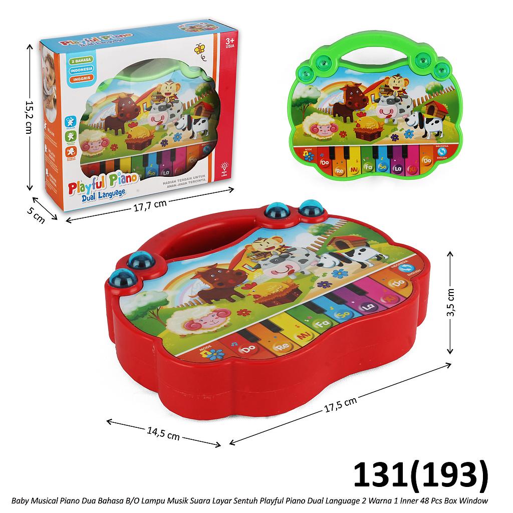 Baby Musical Piano Hewan B/O Musik Suara Lampu Layar Sentuh Dua Bahasa Playful Piano 2 Warna 1 Inner 48 Pcs Box Window @96