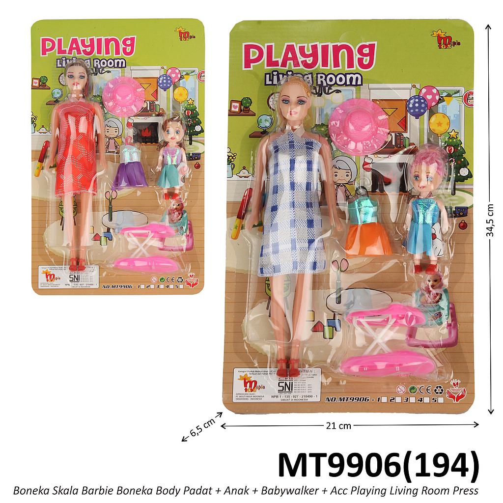 Boneka Barbie Set Anak + Babywalker + Acc Playing Living Room Press @180