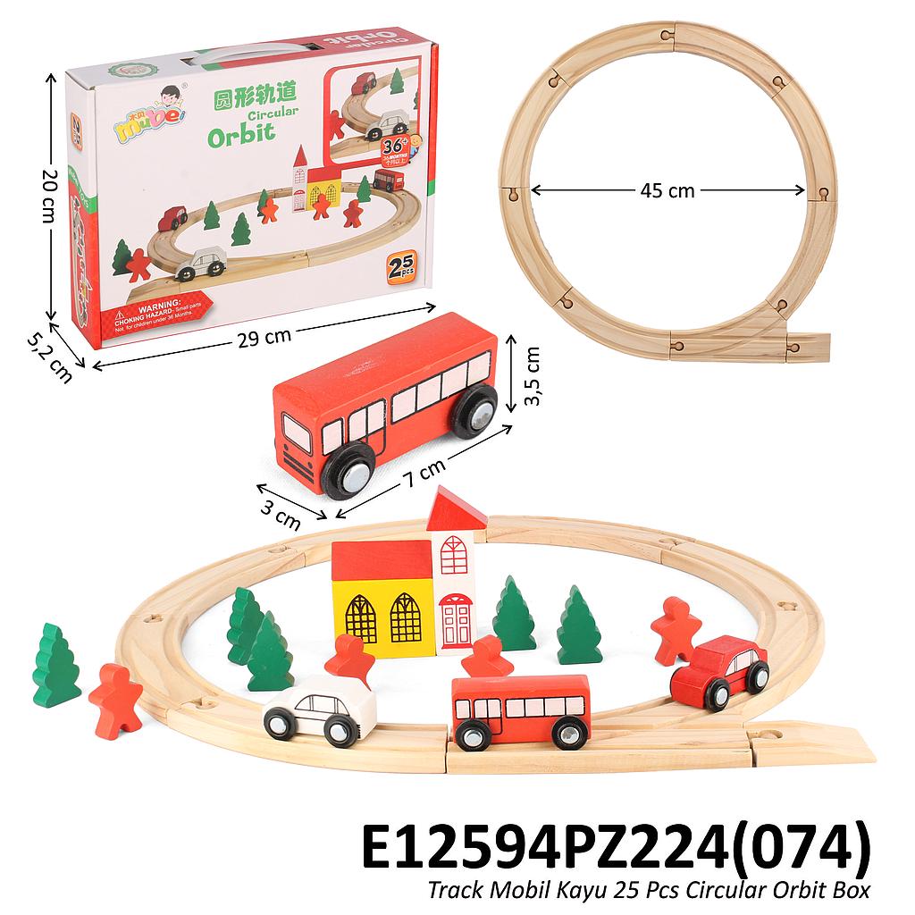 Block Kayu Track Mobil 25 Pcs Circular Orbit Box @36