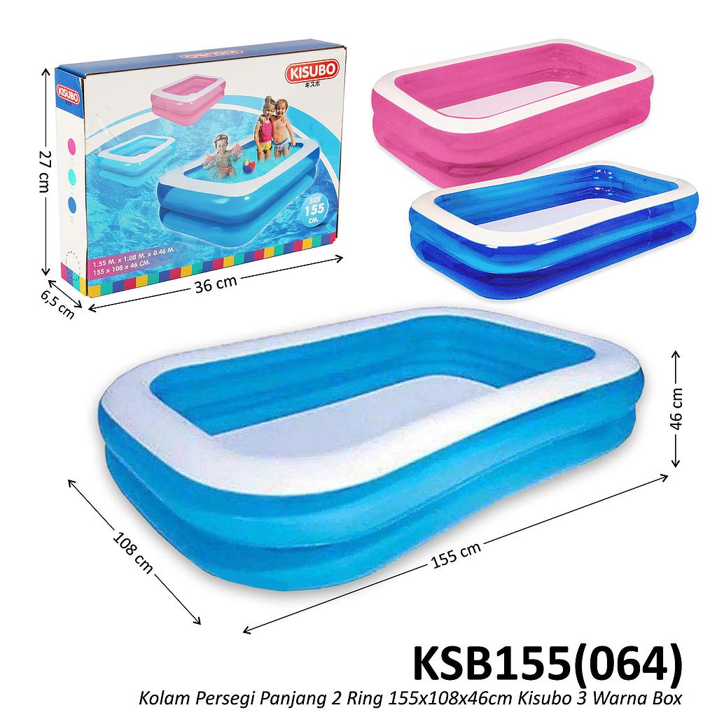 Kolam Renang Anak Persegi Panjang 2 Ring Kisubo 155x108x46 cm Box @8