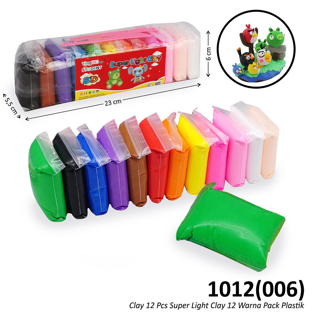 Clay 12 Pcs 85 Gram Super Light Clay 12 Warna HPA-8888 Pack Plastik @270