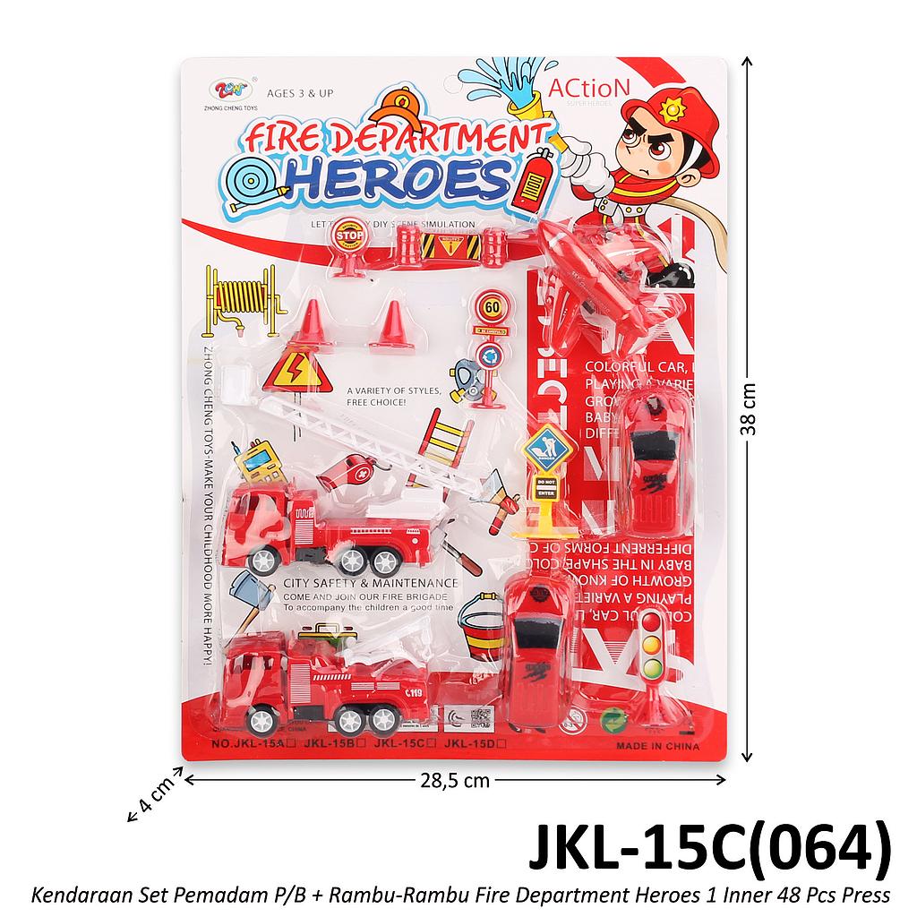 Kendaraan Damkar Set 5 Pcs P/B + Rambu-Rambu Fire Department Heroes 1 Inner 48 Pcs Press @96