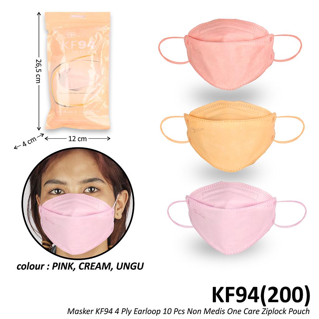 Masker KF94 4 Ply Earloop 10 Pcs Non Medis One Care Ziplock Pouch @250