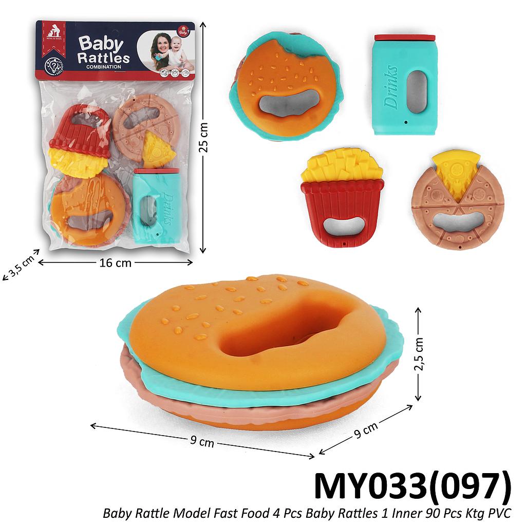 Baby Rattle Model Fast Food 4 Pcs Baby Rattles 1 Inner 90 Pcs Ktg PVC @180