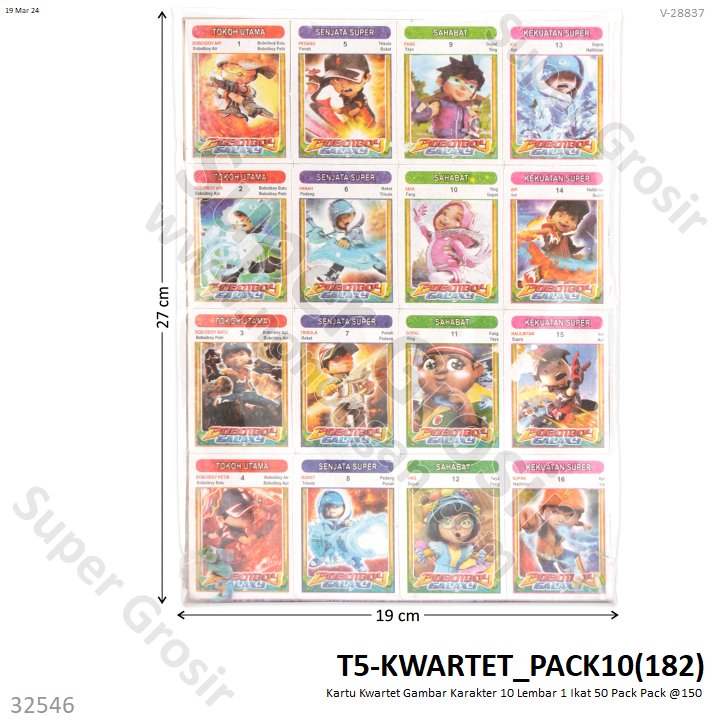 Kartu Kwartet Gambar Karakter 10 Lembar 1 Ikat 50 Pack Pack @150